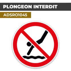 Autocollant | INTERDICTION DE PLONGER | Format Rond