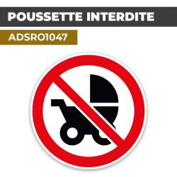 Autocollant | POUSSETTE INTERDITE | Format Rond