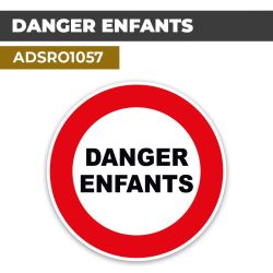 Autocollant | DANGER ENFANTS | Format Rond
