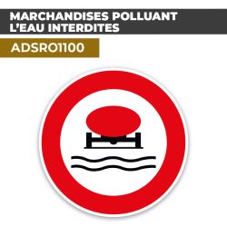 Autocollant | MARCHANDISES POLLUANT L'EAU INTERDITES | Format Rond