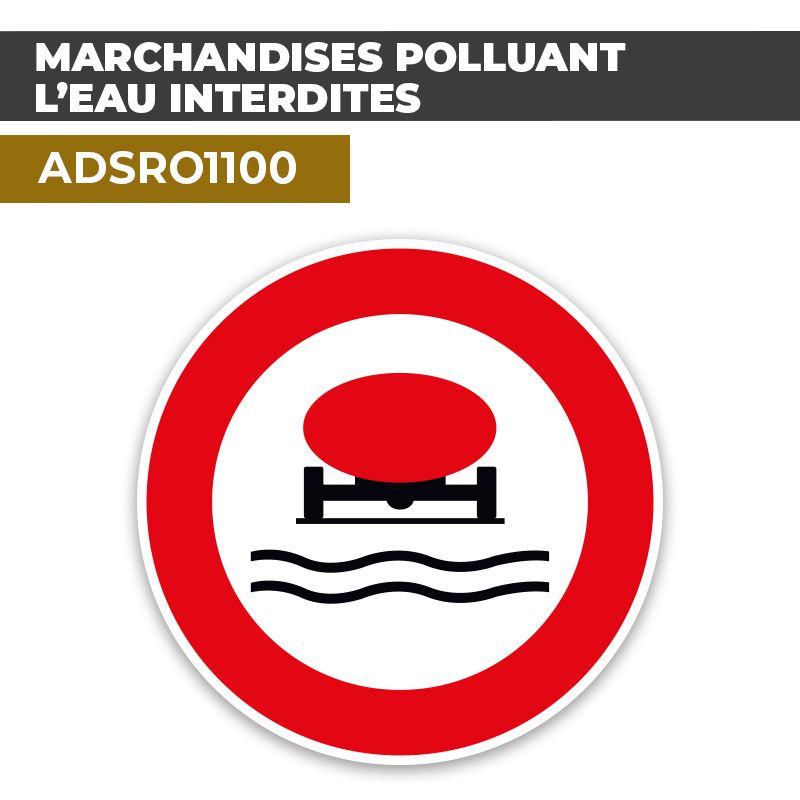 Autocollant | MARCHANDISES POLLUANT L'EAU INTERDITES | Format Rond