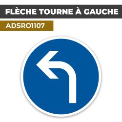 Autocollant | FLECHE TOURNER GAUCHE | Format Rond