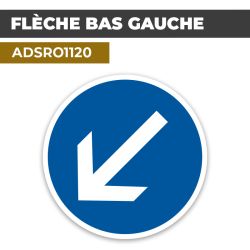 Autocollant | FLÈCHE BAS GAUCHE | Format Rond