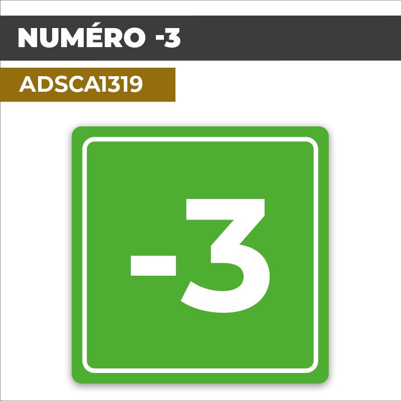 Autocollant NUMÉRO -3 | Chiffres et Nombres