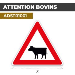 Autocollant | ATTENTION BOVINS | Format Triangle