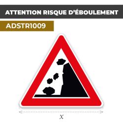 Autocollant | ATTENTION CHUTE DE ROCHERS | Format Triangle