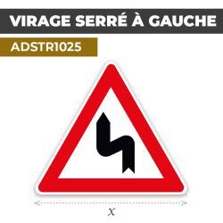 Autocollant | VIRAGE À GAUCHE | Format Triangle