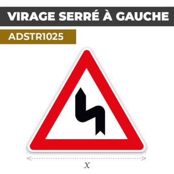 Autocollant | VIRAGE À GAUCHE | Format Triangle