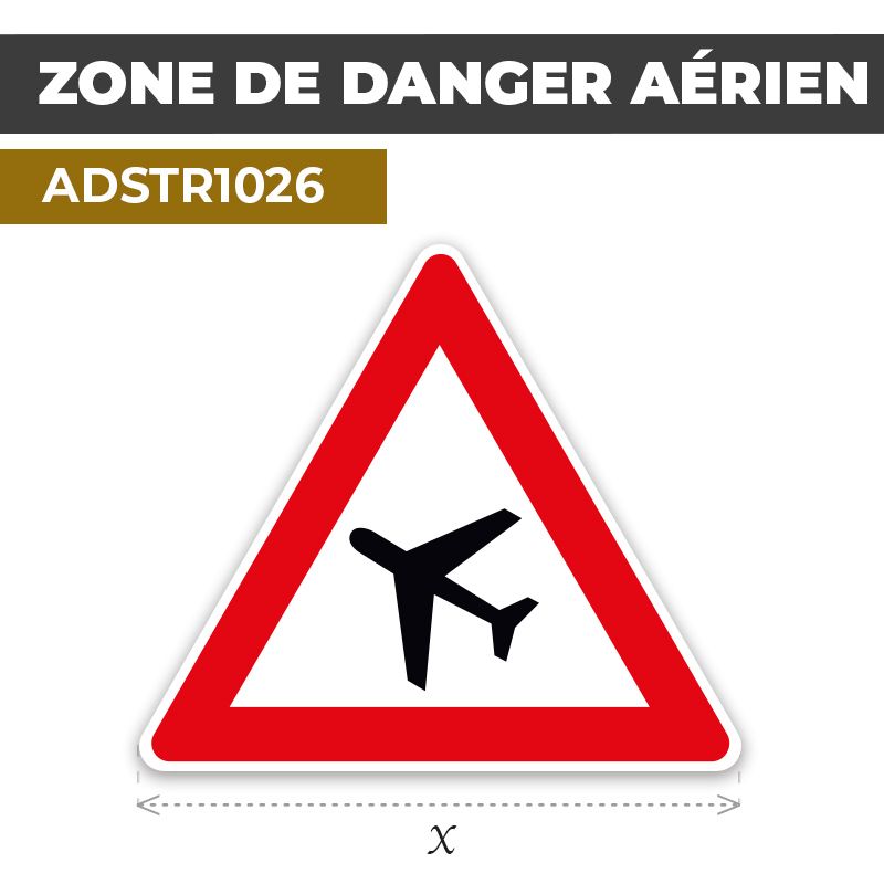 Autocollant | ZONE AÉRIENNE | Format Triangle