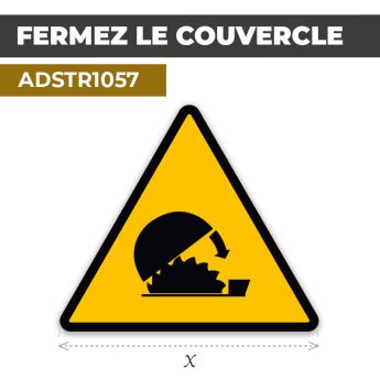 Autocollant | FERMER LE COUVERCLE | Format Triangle