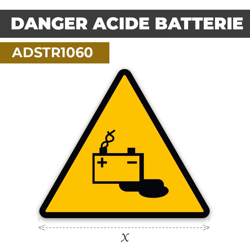 Autocollant | ACIDE BATTERIE | Format Triangle