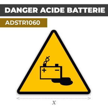 Autocollant | ACIDE BATTERIE | Format Triangle