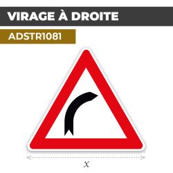 Autocollant | VIRAGE À DROITE | Format Triangle