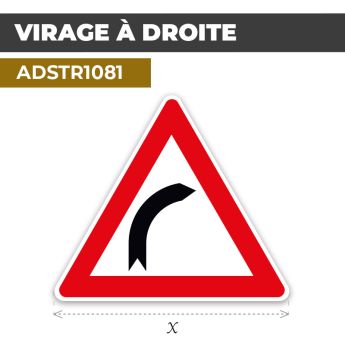 Autocollant | VIRAGE À DROITE | Format Triangle