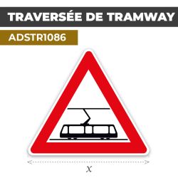 Autocollant | TRAVERSÉE DE TRAMWAY | Format Triangle