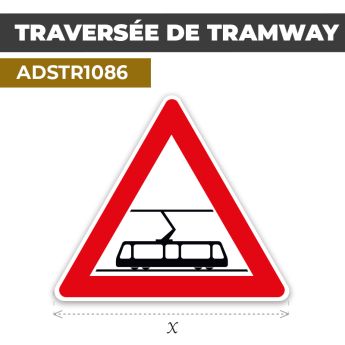 Autocollant | TRAVERSÉE DE TRAMWAY | Format Triangle