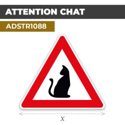 Autocollant | ATTENTION CHAT | Format Triangle