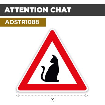 Autocollant | ATTENTION CHAT | Format Triangle