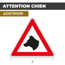 Autocollant | ATTENTION CHIEN | Format Triangle