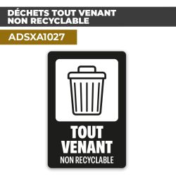 Autocollant DÉCHETS TOUT VENANT NON RECYCLABLE | Déchets et Poubelles