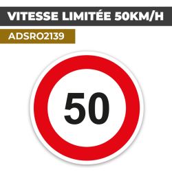 Autocollant | VITESSE LIMITÉE 50KM/H | Panneaux de signalisation