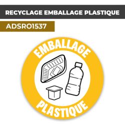 Autocollant RECYCLAGE EMBALLAGE PLASTIQUE | Tri sélectif