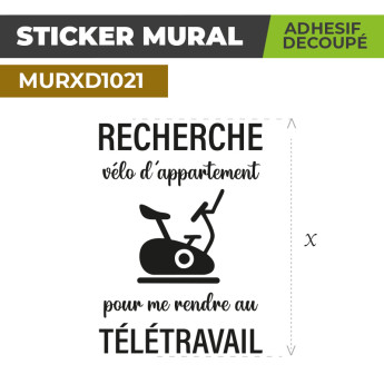 Sticker Mural | RECHERCHE VELO POUR TELE-TRAVAIL | Adhésif Découpé