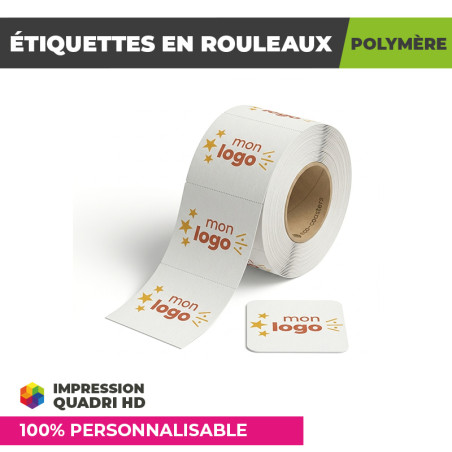 Étiquettes personnalisées polymère en rouleaux